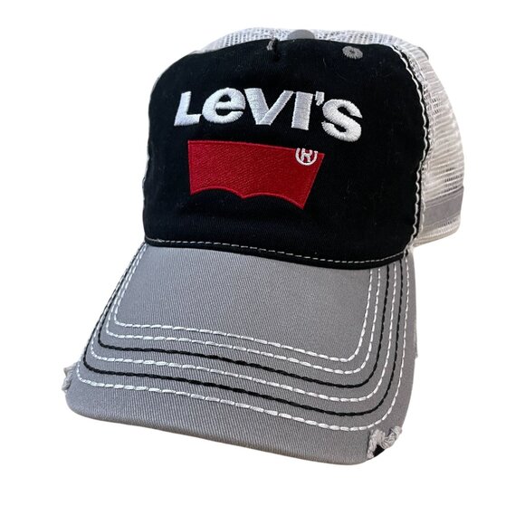 Levis Trucker Cap With Mesh Back & Embroidered Logo - Adjustable Size - Picture 1 of 5